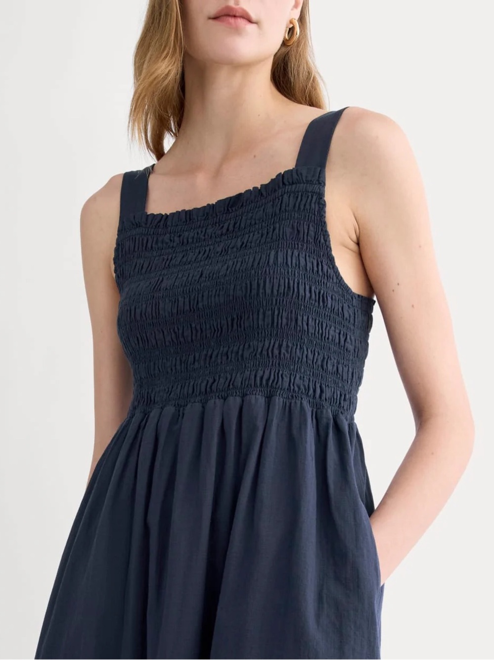 Everlane Gauze Smock Dress in Navy